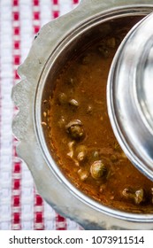 Traditional Okra Soup In Silver Bowl