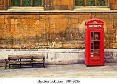 Traditional Old Style UK Red Phone Box In London.