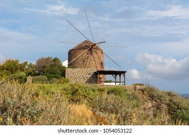 Traditional Old Windmill.on Milos Island. Cyclades, Greece.