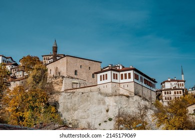 Traditional Ottoman Houses in Safranbolu. Ottoman houses and old mosuqe. Safranbolu UNESCO World Heritage Site. Old wooden mansions turkish architecture. Safranbolu landscape view.