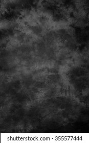 Traditional Painted Canvas Or Muslin Fabric Cloth Studio Backdrop Or Background, Suitable For Use With Portraits, Products And Concepts. Black And Gray Mottled Brush Strokes.