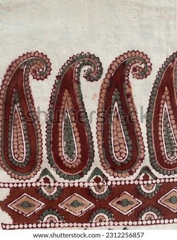 Traditional paisley design in Jaipuri block printed cotton fabric