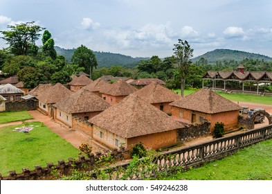 Traditional Palace Of The Fon Of Bafut With Brick And Tile Buildings And Jungle Environment, Cameroon, Africa