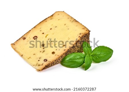 Traditional pepper cheese, isolated on white background