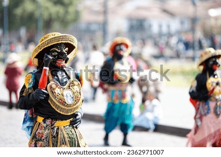 Traditional peruvian festivity in the old town of Cusco.