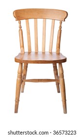 A Traditional Pine Kitchen Chair Isolate On White