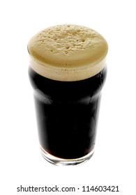 Traditional Pint Of Irish Stout Beer Isolated On White No People