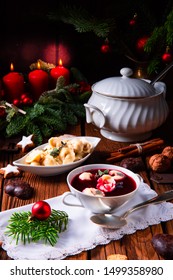 Traditional Polish Christmas Eve Borscht With Dumplings