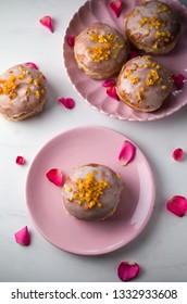 Traditional Polish Donuts With Icing, Fat Thursday