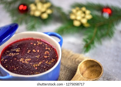 Traditional Polish Soup Made Of Red Beetroot - Red Borsch - Christmas Decorations