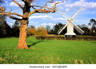 A Traditional Post Windmill On Lowfield Heath, Near Reigate In Surrey. This Mill Currently Has 2 Odd Pairs Of Sails, Probably Due To Ongoing Refurbishment.