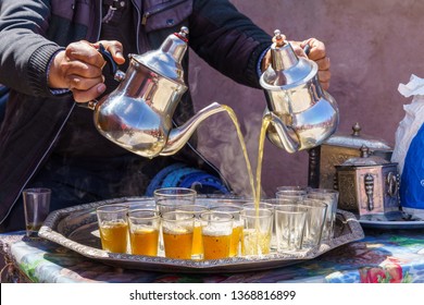 Traditional Pouring Of Tea In Morocco