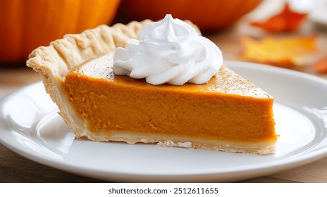 Traditional pumpkin pie topped with whipped cream - Powered by Shutterstock