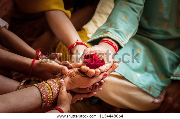 Traditional Rasam Indian Wedding Holding Thaali Stock Photo Edit