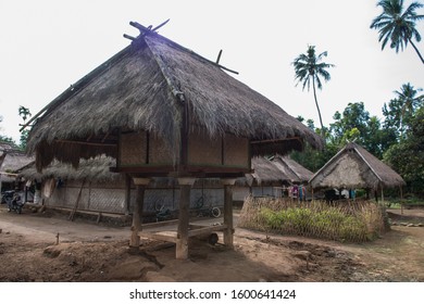 Traditional rice barn in a village of Senaru, Lombok Island, Indonesia