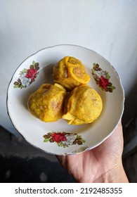 Traditional Round Cake Or Bola Ubi Made Of Sweet Potato Fried Round, It Tastes Good And Filling