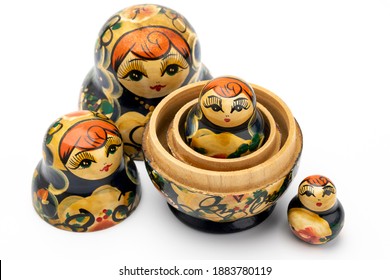 Traditional Russian doll on white isolated background