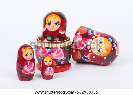 traditional Russian matryoshka doll on white background