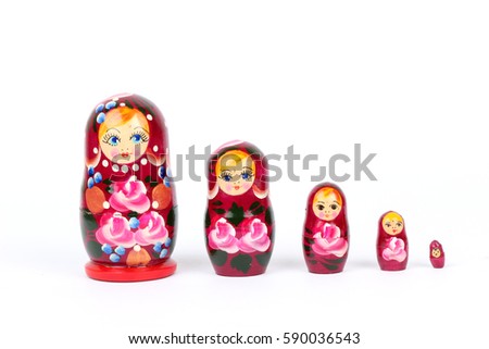 traditional Russian matryoshka doll on white background
