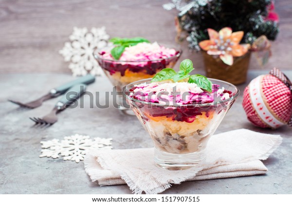 Traditional Russian Salad Herring Under Fur Stock Photo Edit Now