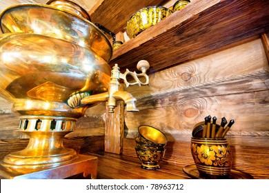 Making russian urns tea Samovars
