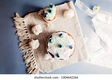 Traditional russian and ukrainian easter cake with sugar glass - Shutterstock ID 1304642266