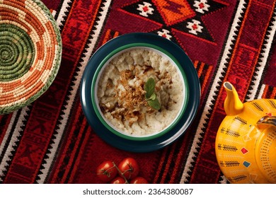 traditional saudi arabia food, groats its called in arabic jareesh, marquq,saleeg.
traditional plate in central region najd.