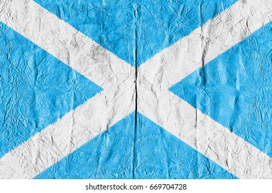 Traditional Scotland flag on a paper in close-up - Shutterstock ID 669704728