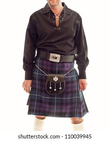 Traditional Scottish Outfit. Kilt And Sporran.