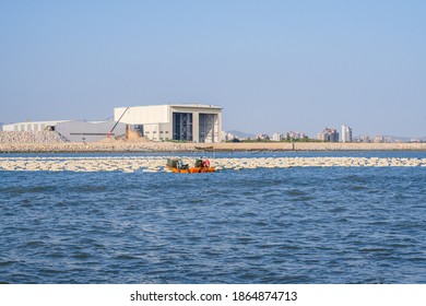 Traditional Seaweed And Kelp Farm On The Ocean Near Xiamen City, China