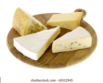 Traditional Selection Of Dessert Cheese Isolated On White, No People