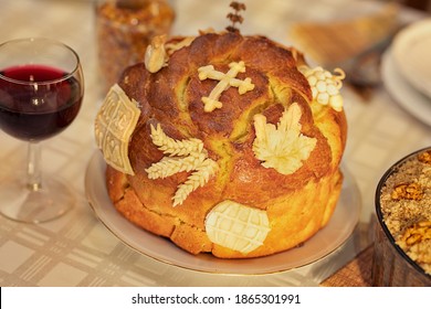 Traditional serbian patron saint day celebration cake