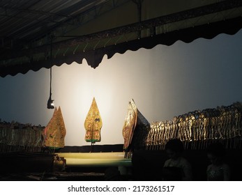 The Traditional Shadow Puppet Show In The Night In Central Java Indonesia