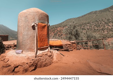 Traditional shower washroom in Berber village, Stone Structure in Rural Landscape, high atlas mountains, Marrakesh Saffi, Morocco, North Africa - Powered by Shutterstock