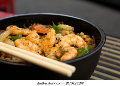 Traditional Shrimp Yakisoba Japanese Chinese Pasta Stock Photo ...