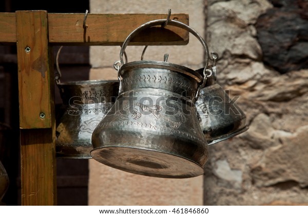 Traditional Silver Bronze Made Copper Pots Stock Photo Edit Now