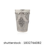 Traditional silver kiddush cup isolated on a white background.