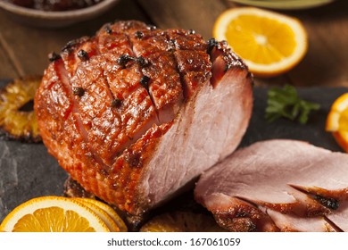 Traditional Sliced Honey Glazed Ham Ready For The Holidays