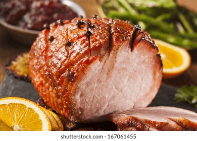 Traditional Sliced Honey Glazed Ham Ready For The Holidays