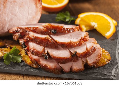 Traditional Sliced Honey Glazed Ham Ready For The Holidays