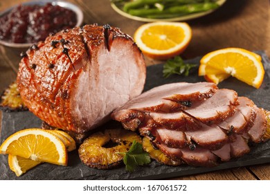 Traditional Sliced Honey Glazed Ham Ready For The Holidays