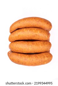 Traditional Smoked Pork Sausage, Isolated. Polish Meat Sausage, A Packshot Photo For Package Design.