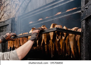 Traditional Smoking oven. Smoke mackerels