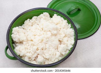 Traditional South African Maize Meal In Green Rustic Pot