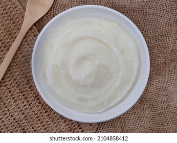 Traditional South African Maize Meal Porridge On Rustic Background