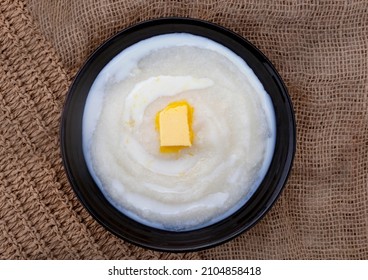 Traditional South African Maize Meal Porridge On Rustic Background