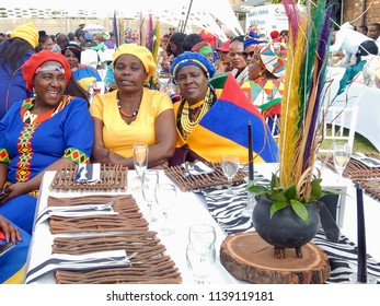 Traditional South African Wedding Between, Xhosa And Ndebele - Johannesburg, South Africa, 29 October 2017. Women At Reception Table.