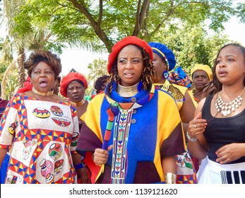 Traditional South African Wedding Between, Xhosa And Ndebele - Johannesburg, South Africa, 29 October 2017. Bride Being Followed By Singers