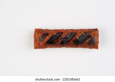 Traditional South European Skinless Sausages Cevapcici Made Of Ground Meat And Spices, Vegan Substitute Made Of Soy Protein, One On White Background, Top View