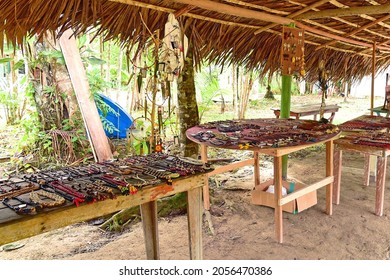 Traditional Souvenirs Artwork For Sale Handcrafted By The Indigenous Community Of Nova Esperanca Which Is Situated Near To Amazon Cuieiras River In Manaus, Brasil On May, 31, 2019